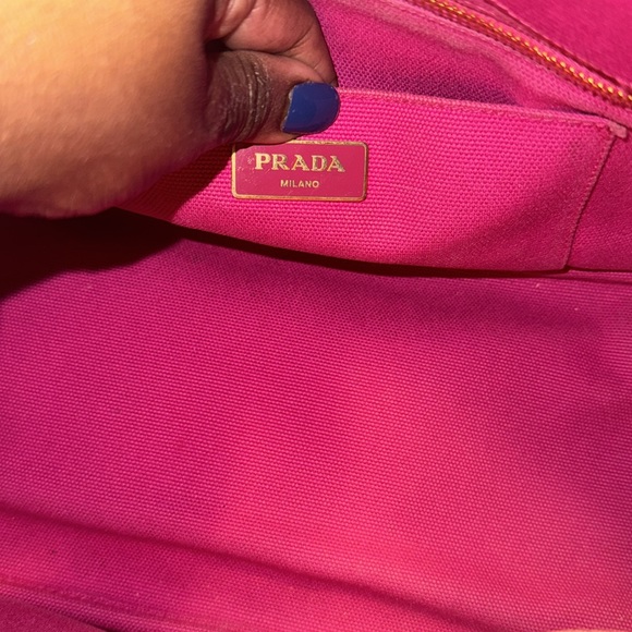 PRADA Canapa Shoulder Bag Hand Bag Canvas Pink Ladies From Japan GUC - Picture 12 of 12